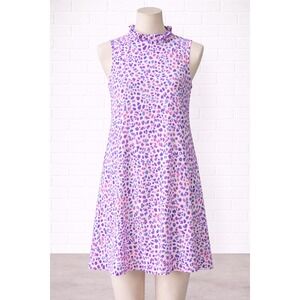 Duffield Lane Dress Womens S Mosaic Print Shift Ruffle Neck Preppy Stretch